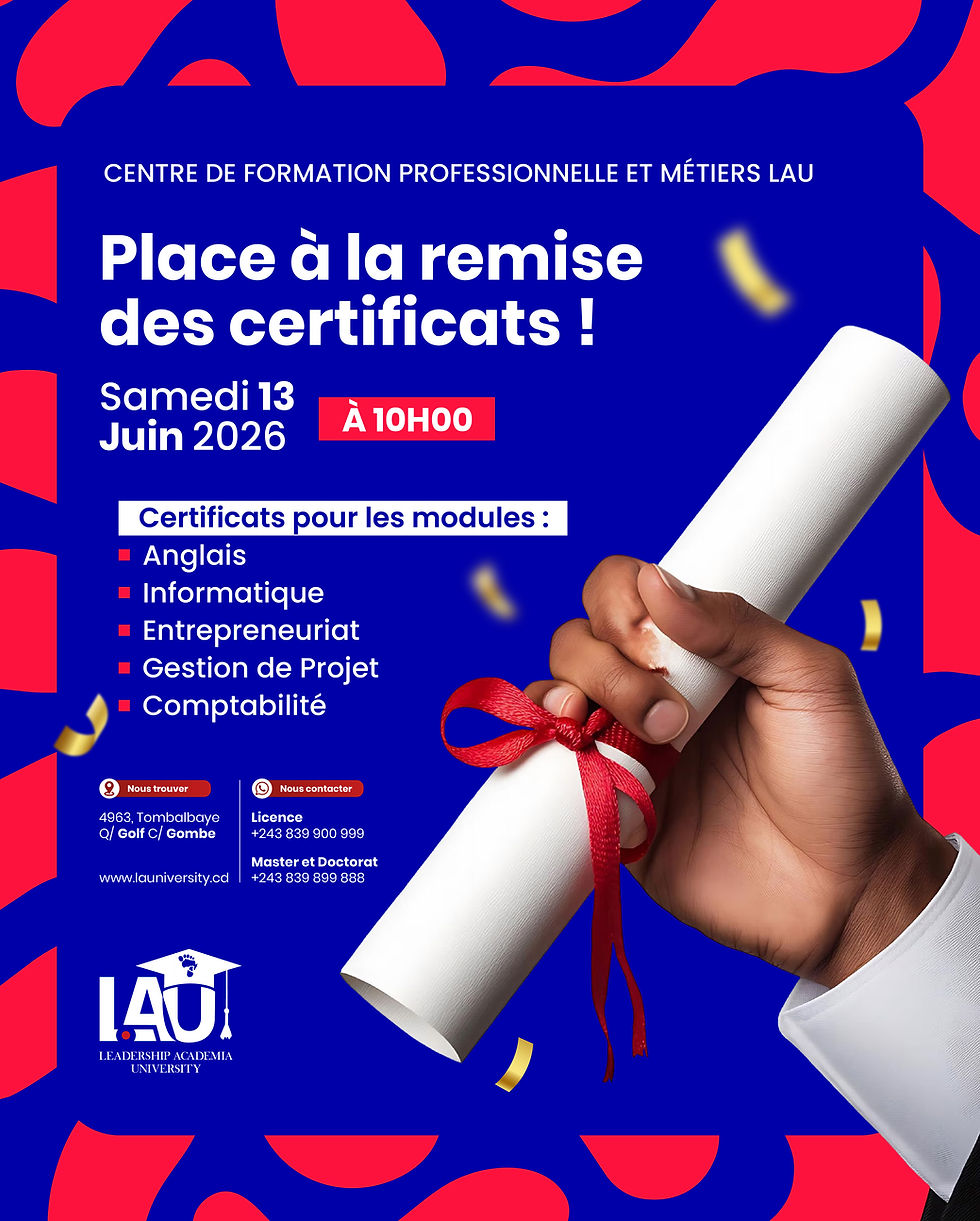 Le Centre des Formations et Métiers de LAU a l’honneur de vous convier à la cérémonie officielle de remise des certificats à ses apprenants, marquant l’aboutissement d’un parcours de formation riche