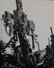 An art collection titled Hill of Crosses made from mixed media.  Inspired by images captured from Lithuania.  For sale by artist.