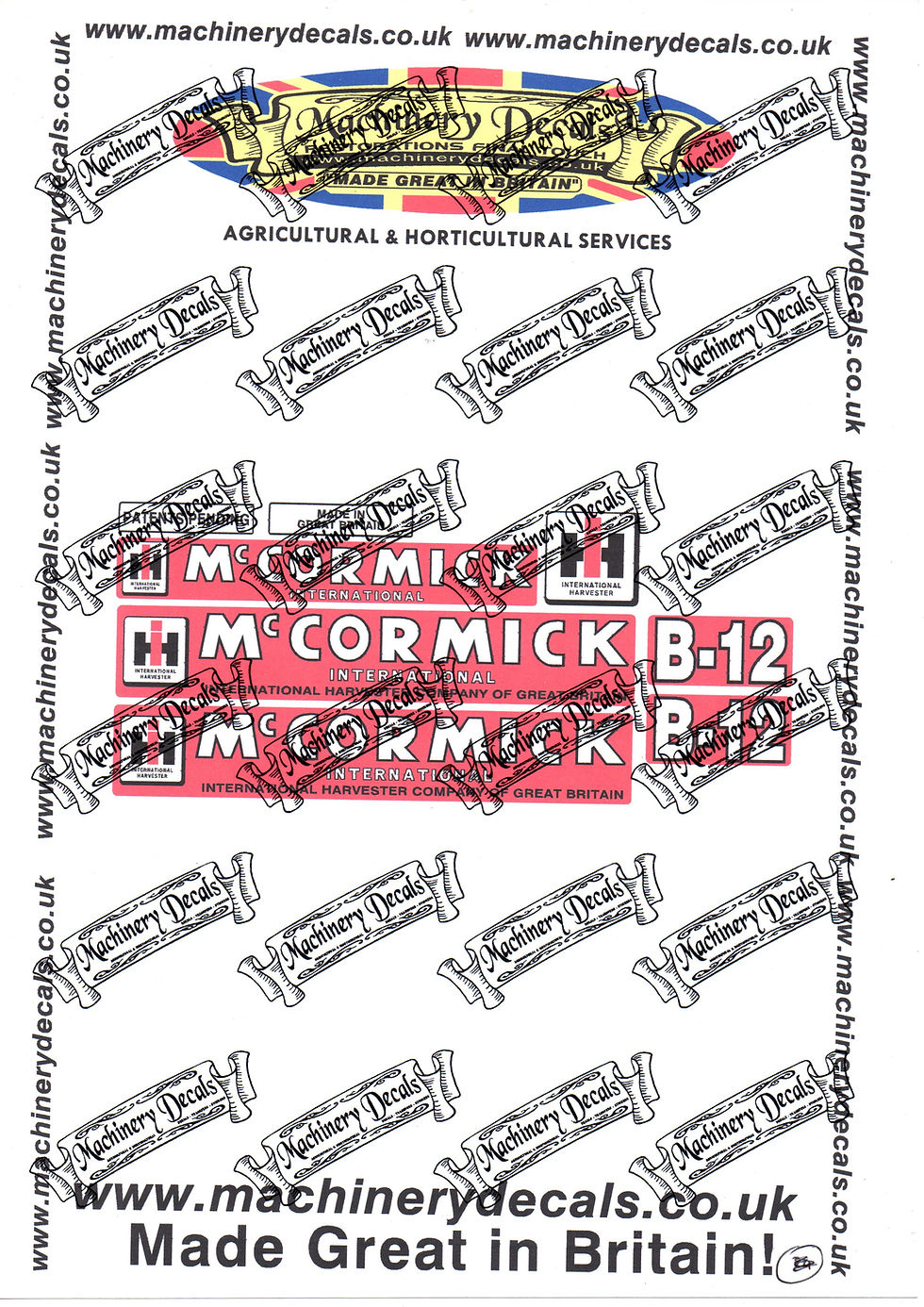McCORMICK INTERNATIONAL B12 PLOUGH DECALS