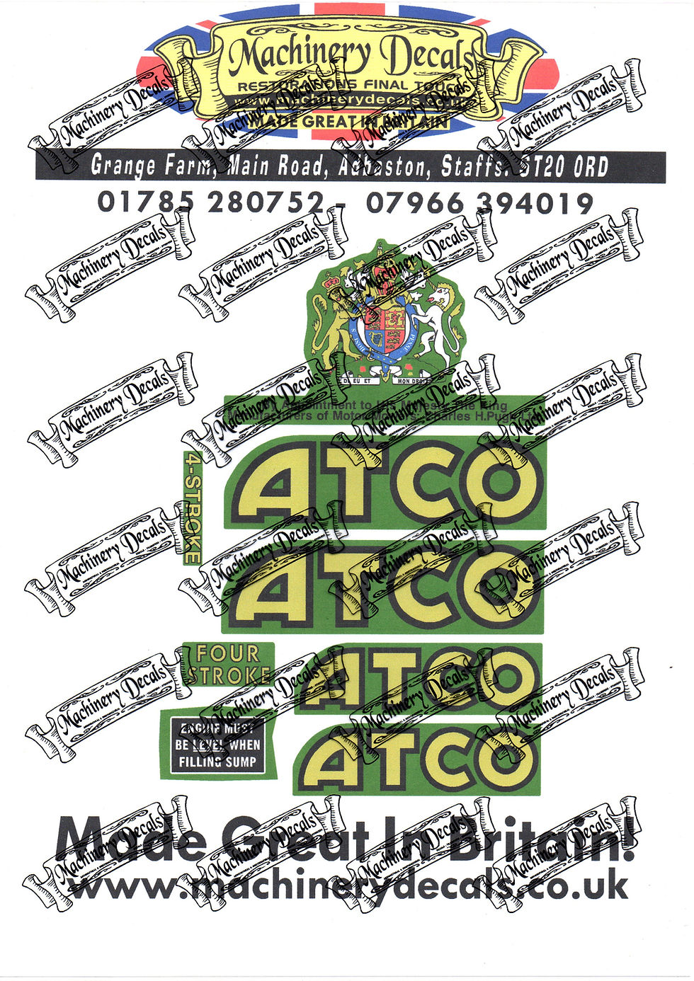 ATCO 14 MOWER DECALS SET