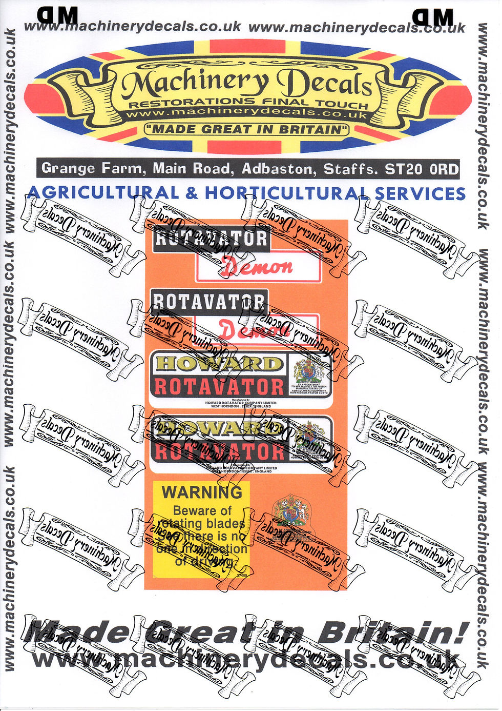 HOWARD DEMON ROTAVATOR DECALS