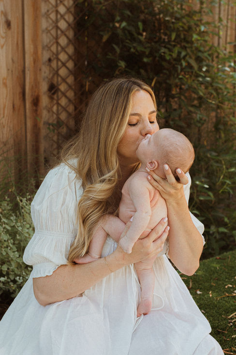 At home Newborn session outdoors Los Angeles 