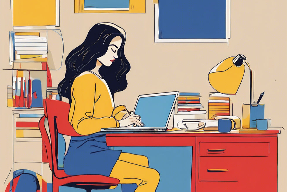 an illustration of a guy typing on his laptop