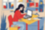 an illustration of a woman typing on her laptop