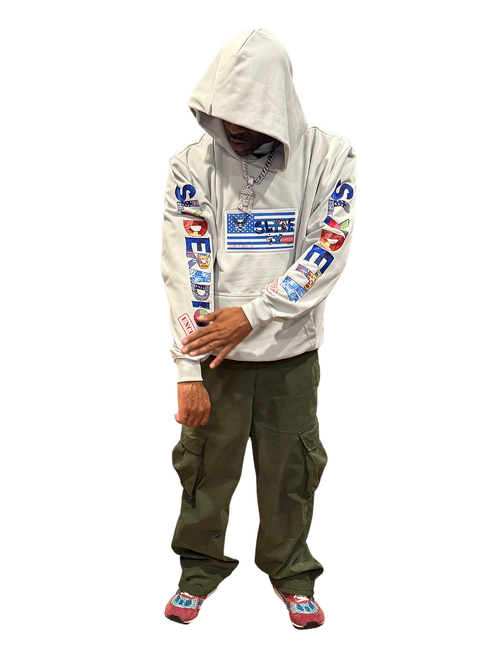 Thumbnail: NAVYCEALSHYT COLLECTION ICEY GREY HOODIE / Man on the moon /SLYDE TV UNCUT FLAG