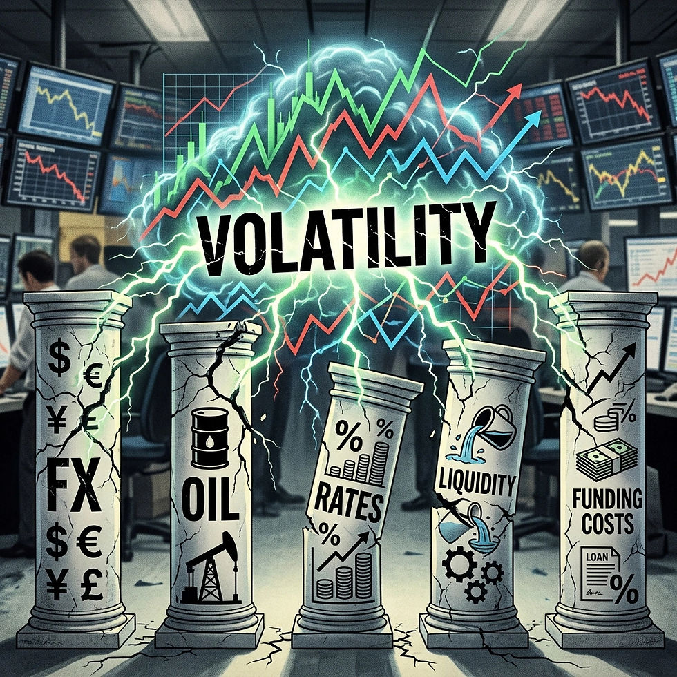 VOLATILITY IS NO LONGER CONFINED TO FX — IT IS SPREADING THROUGH OIL, RATES, LIQUIDITY AND FUNDING COSTS.