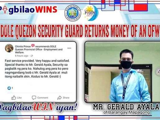 Isang Security Guard sa Pagbilao nagbalik ng $305 sa isang OFW — LCH NEWS