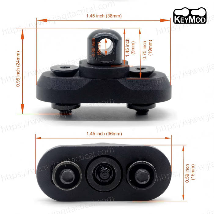 Black sling swivel adapter with base Mount for M-LOK or Key mod rail system