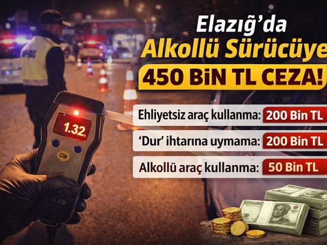 Elazığ’da ‘Dur’ İhtarına Uymayan Sürücüye 450 Bin TL Ceza