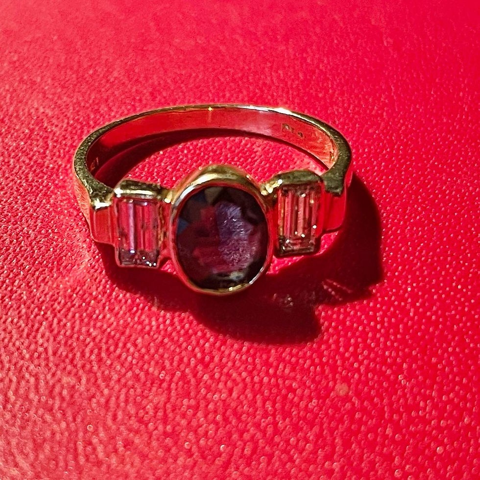 Thumbnail: Sapphire and diamond  3 stone ring 