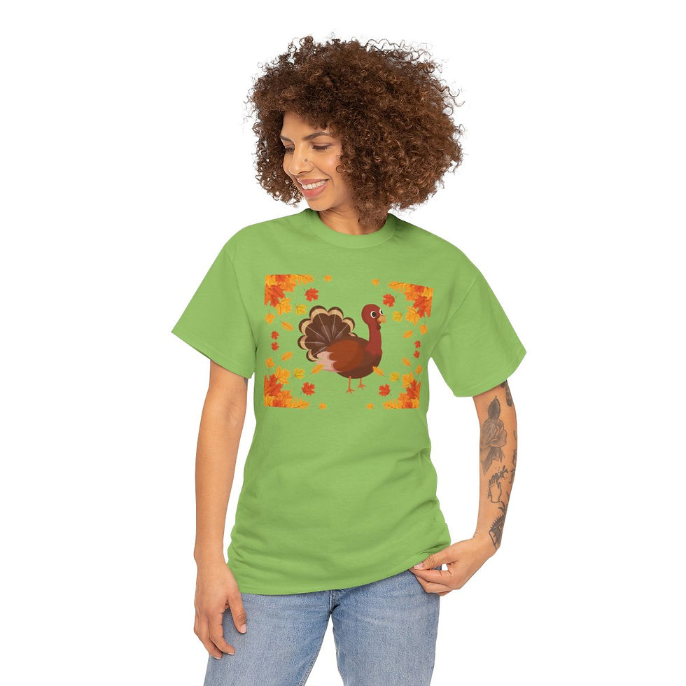 Thumbnail: T022 Unisex Heavy Cotton Tee with Thanksgiving Turkey 