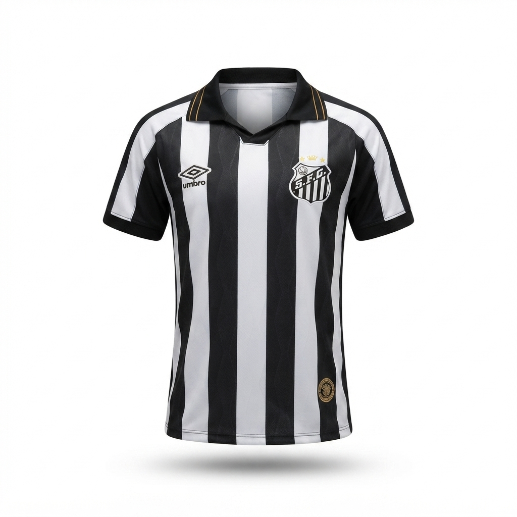Camisa Santos II 26/27 - Torcedor Umbro Feminina - Preta e branca