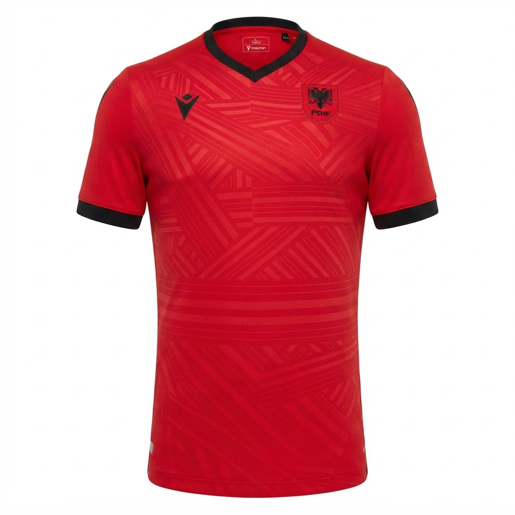 Camisa Seleção Albânia Pré-jogo 26/27 - Torcedor Macron Masculina - Vermelha
