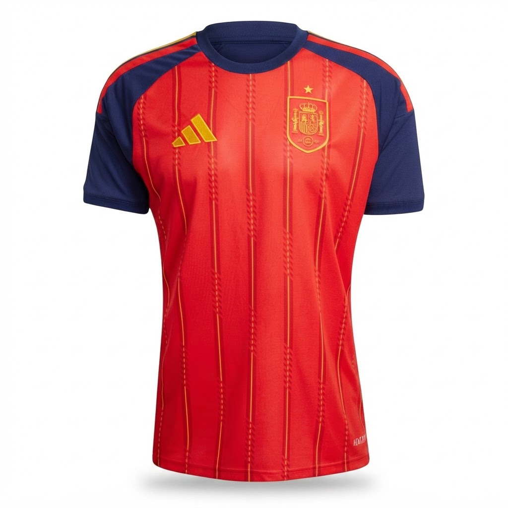 Camisa Seleção Espanha I 26/27 - Torcedor Adidas Masculina - Vermelha e azul