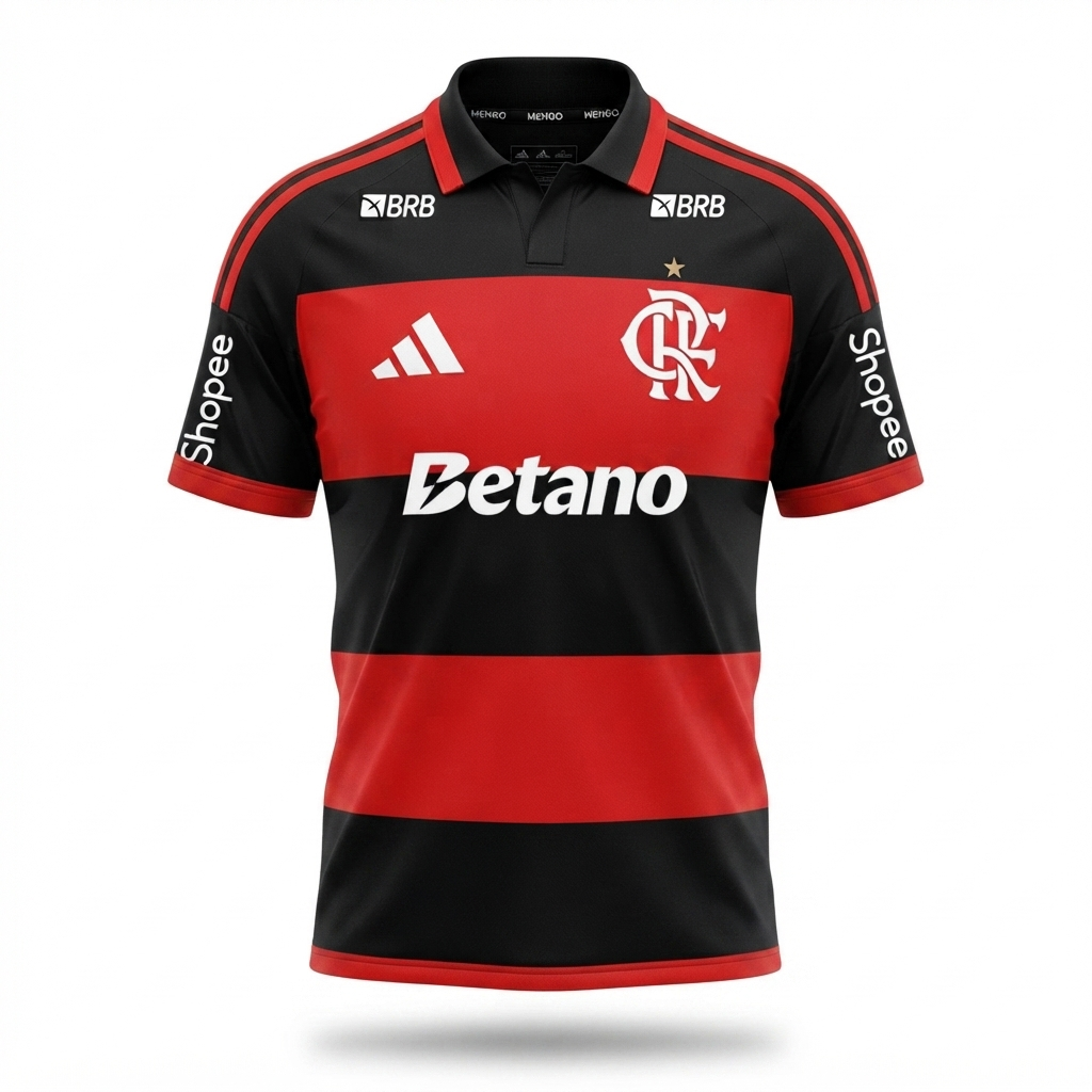 Camisa Flamengo I 26/27 - Torcedor Adidas Masculina - Preta e vermelha e Com