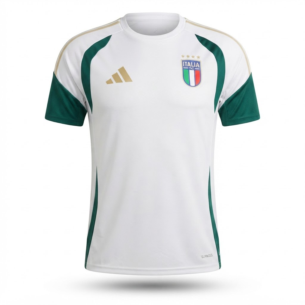 Camisa Seleção Itália Treino 26/27 - Torcedor Adidas Masculina - Branca e verde