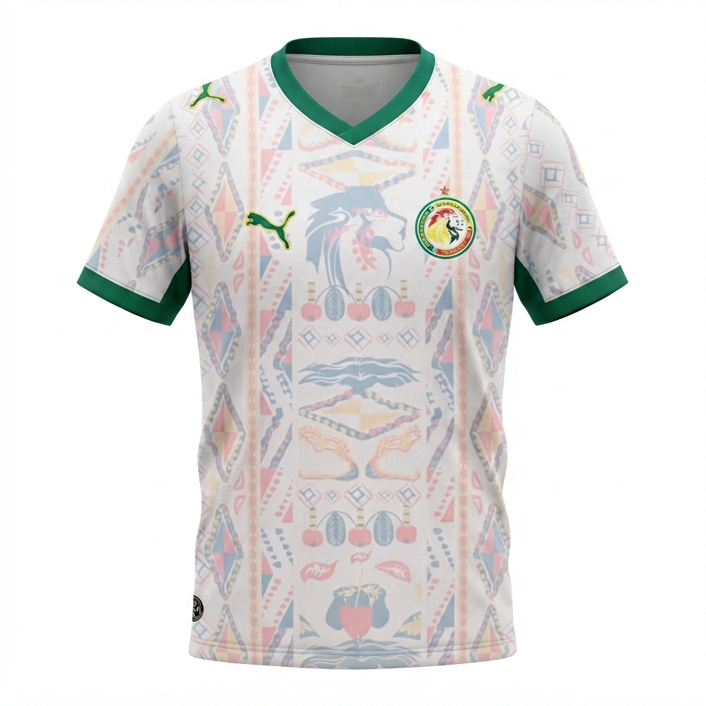 Camisa Seleção Senegal I 26/27 - Torcedor Puma Masculina - Branca com detalhes