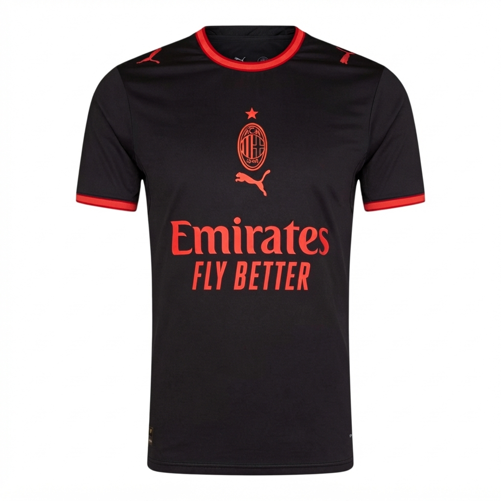 Camisa AC Milan III 26/27 - Torcedor Puma Masculina - Preta com detalhes em