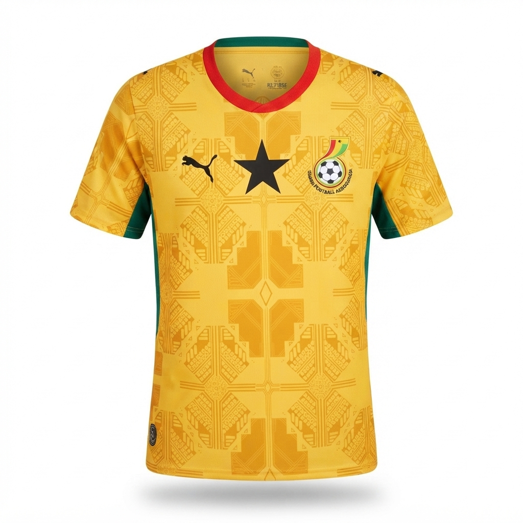 Camisa Seleção Gana II 26/27 - Torcedor Puma Masculina - Amarela com detalhes em