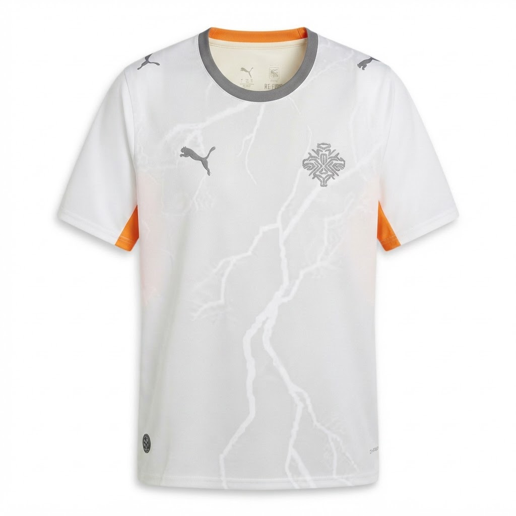Camisa Seleção Islândia II 26/27 - Torcedor Puma Masculina - Branca com detalhes