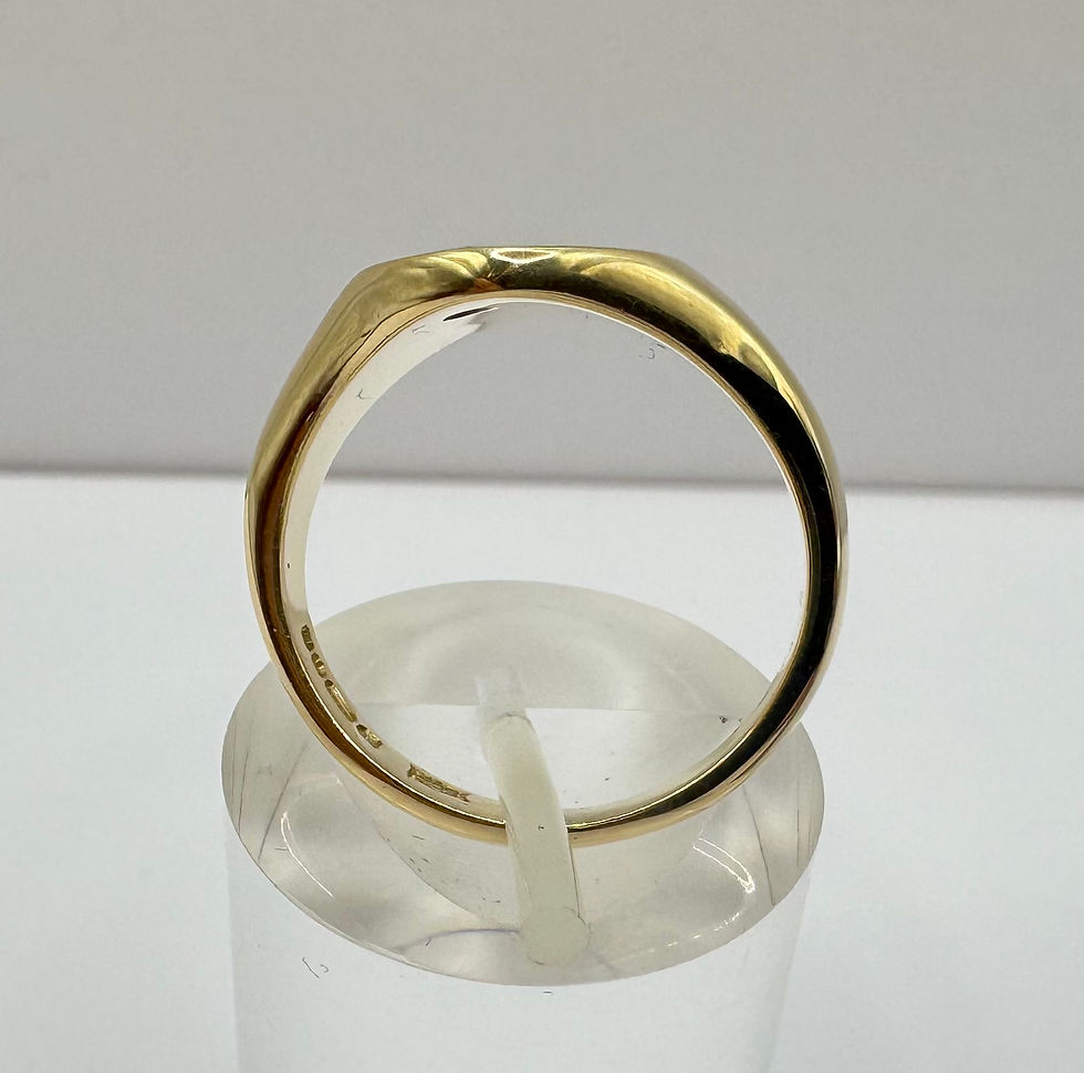 Thumbnail: 9ct Gold Diamond Set Oval Signet Ring - Size R 1/2