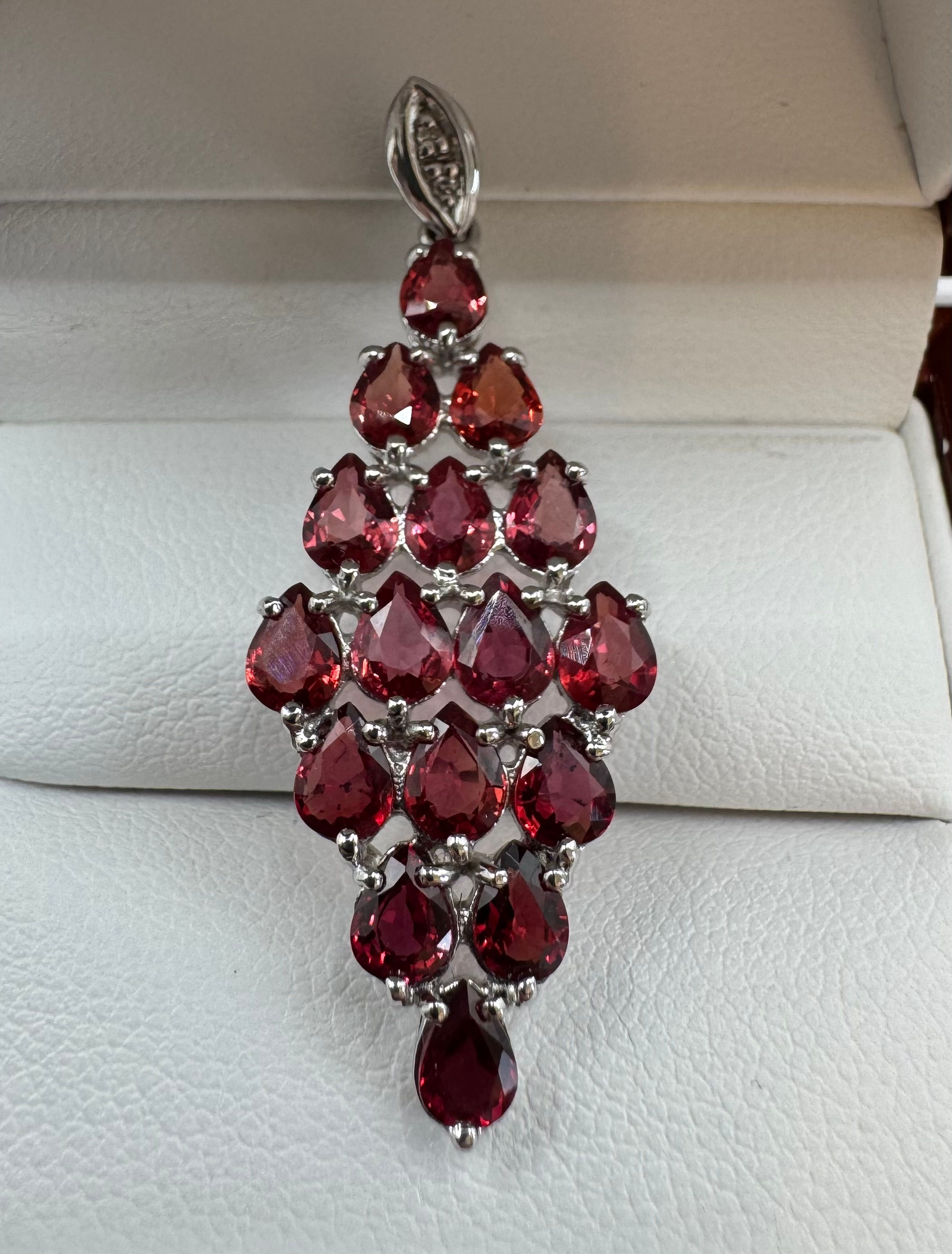 9ct White Gold Lab Grown Ruby Cluster Pendant