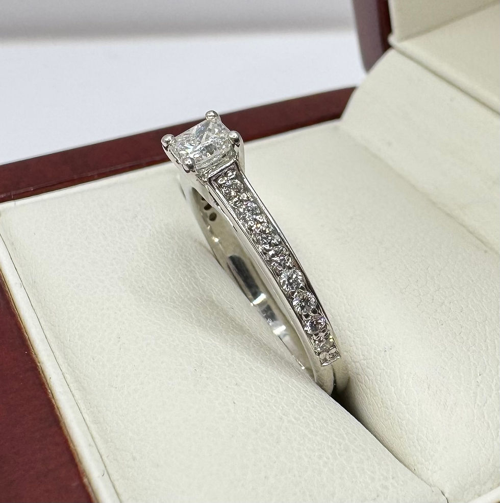Thumbnail: 18ct White Gold 0.30ct Princess Cut Diamond Solitaire Ring - Size L