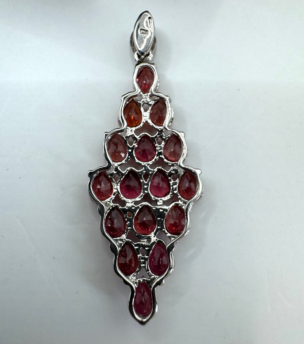 Thumbnail: 9ct White Gold Lab Grown Ruby Cluster Pendant