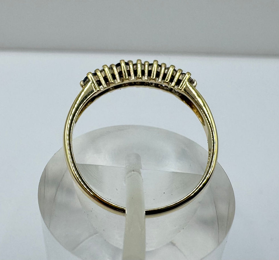 Thumbnail: 9ct Gold Diamond & Sapphire Half Eternity Ring - Size L 1/2