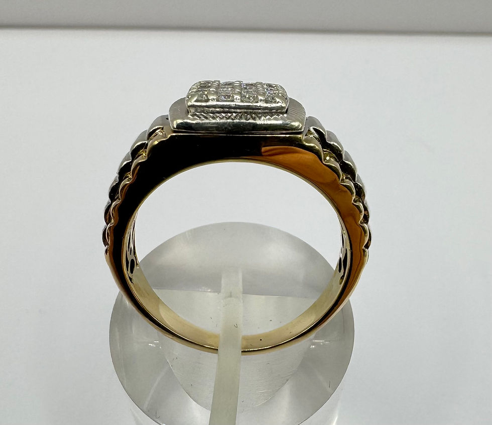 Thumbnail: 9ct Yellow & White Gold ‘Rolex’  0.50ct Diamond set Signet Ring - Size R 1/2