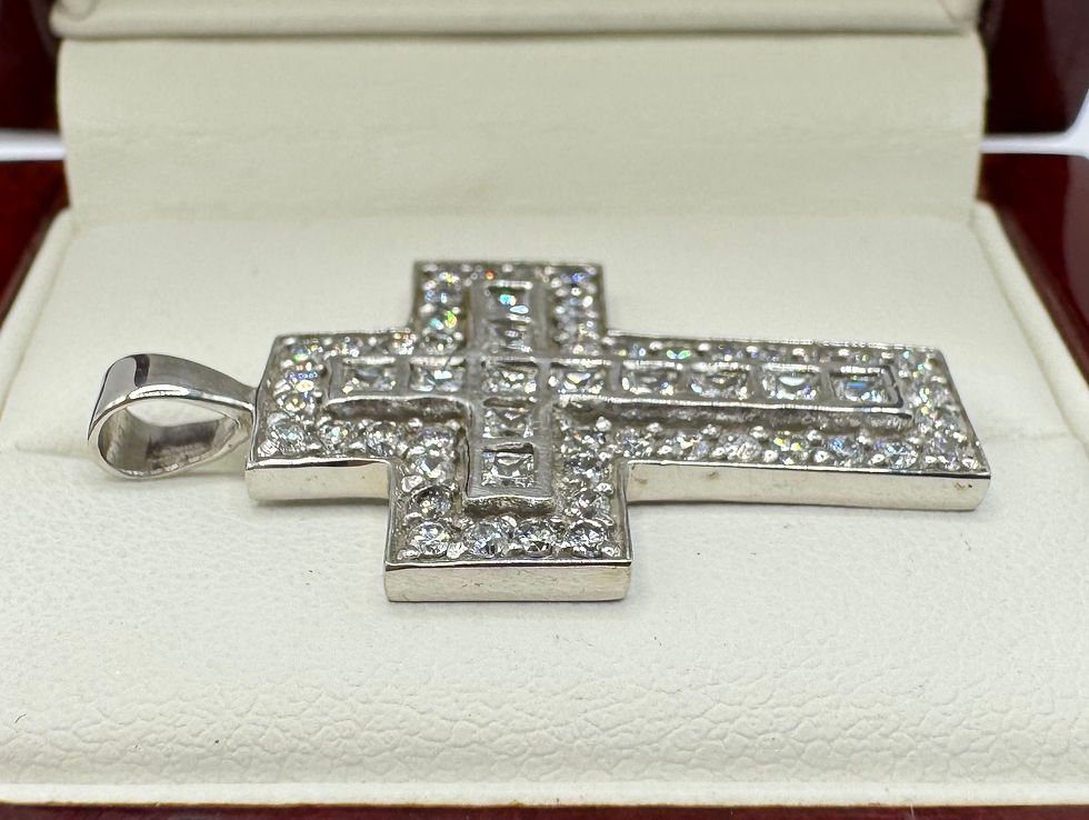 Thumbnail: 9ct White Gold CZ Set Cross Pendant