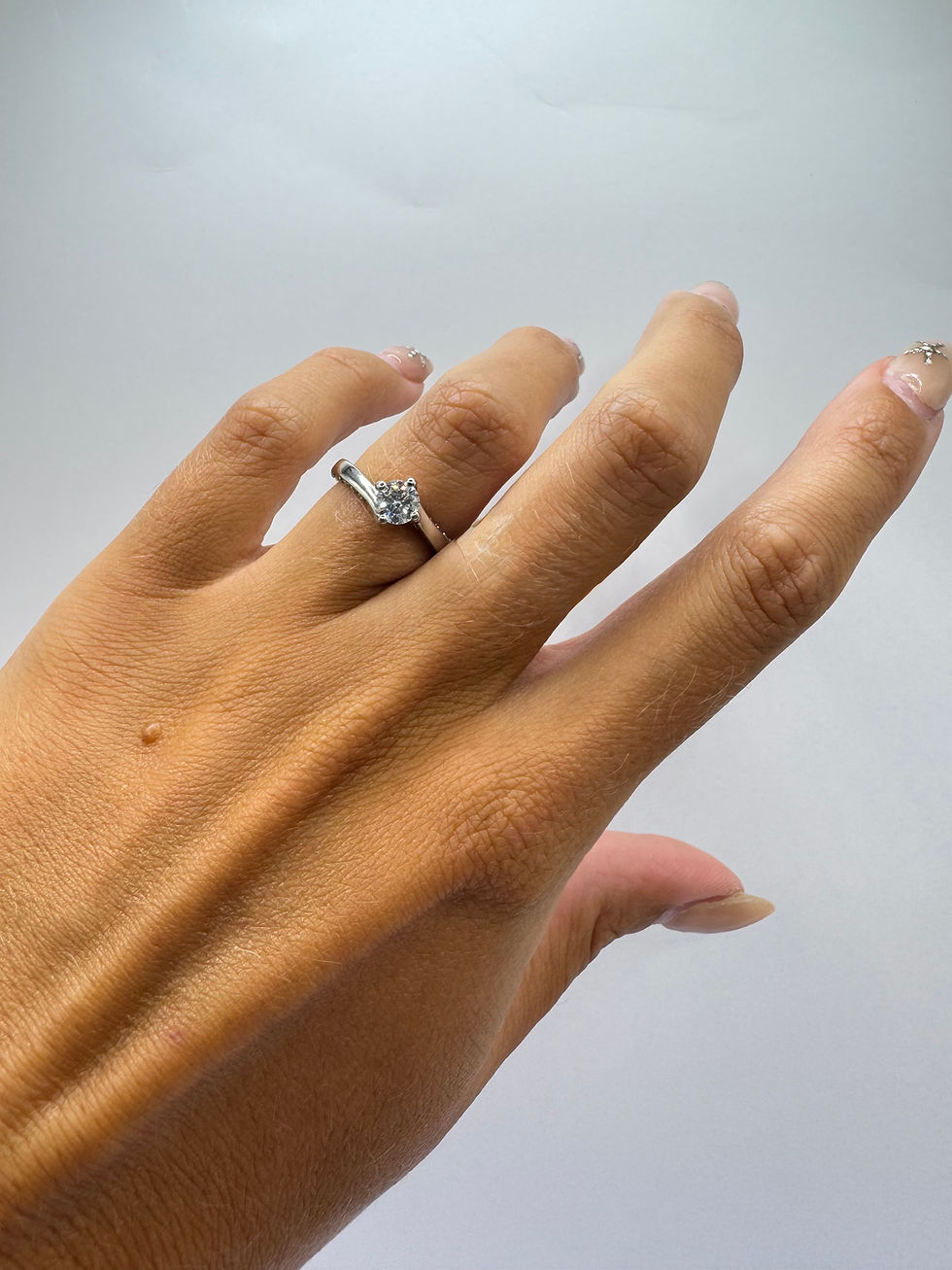 Thumbnail: 950 Platinum 0.78ct Crossover Diamond Solitaire Ring - Size N