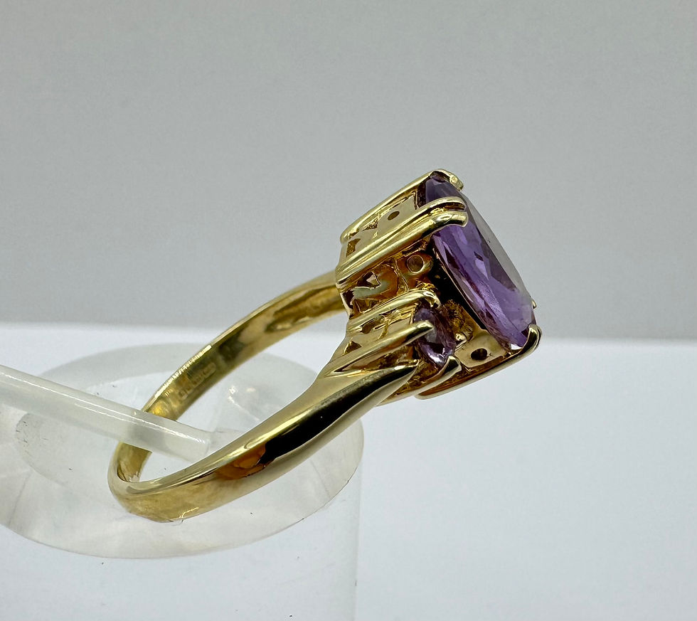 Thumbnail: 9ct Gold Amethyst Ring - Size N 1/2