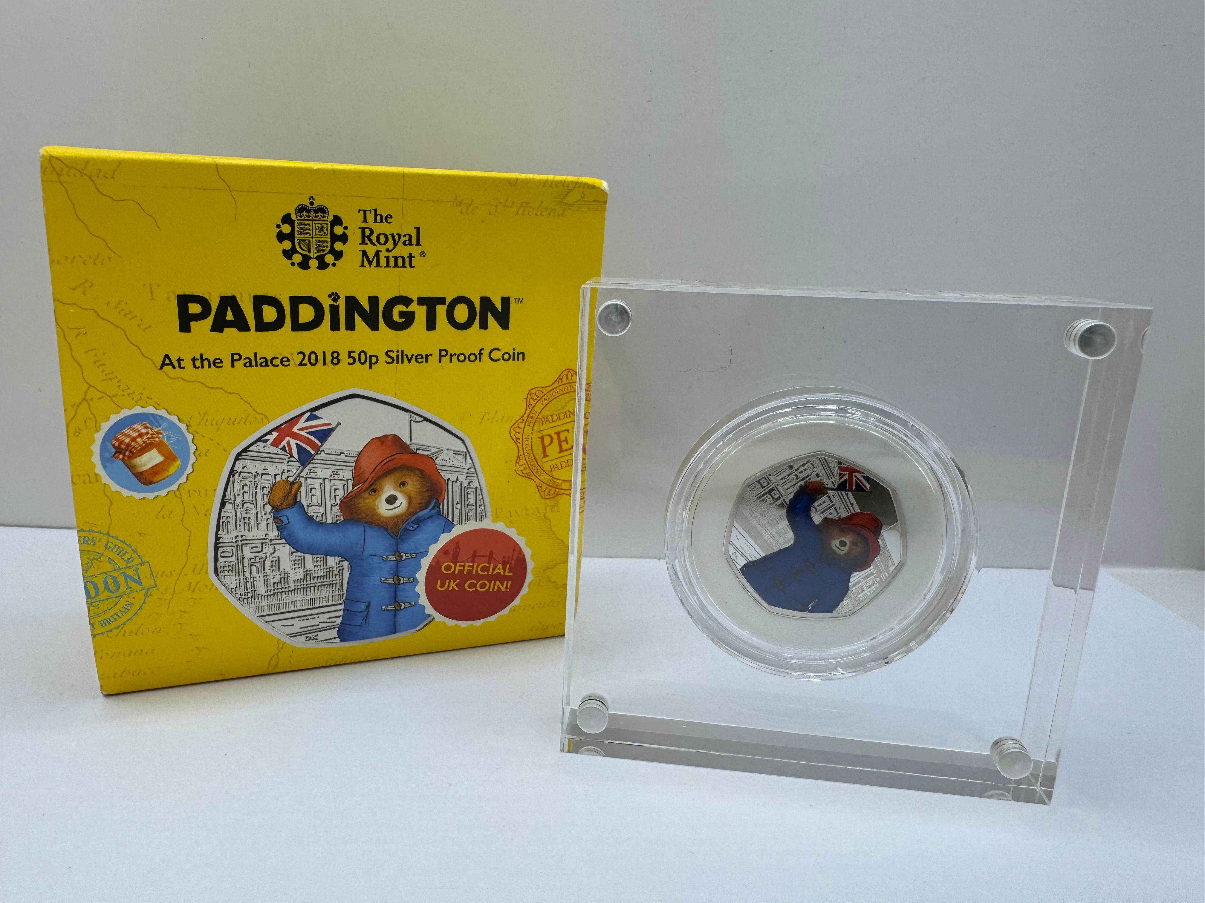 The Royal Mint 60 Years of Paddington Bear 50p Silver Proof Coin.