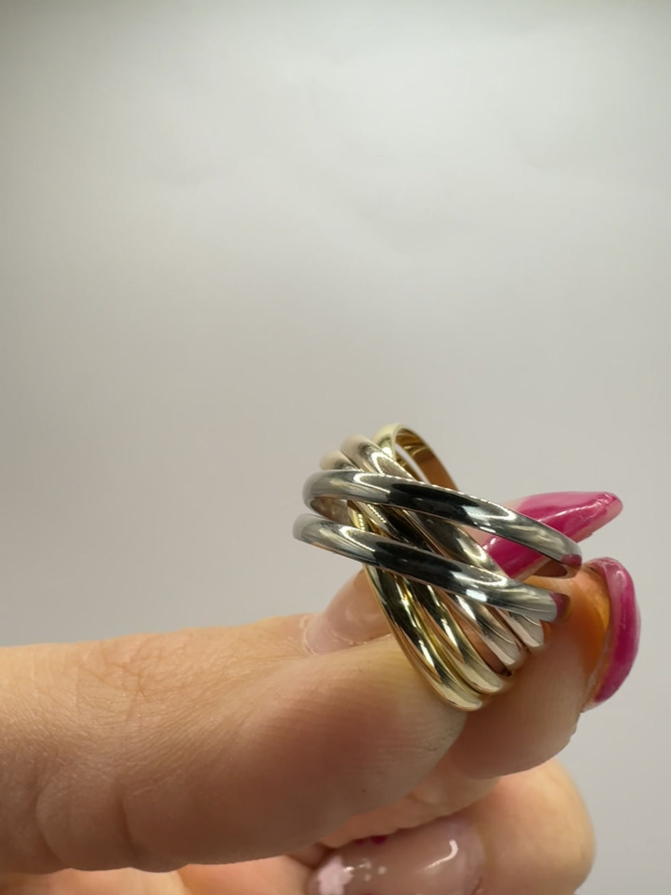Thumbnail: 18ct Gold Tri Colour Puzzle Ring - Size N