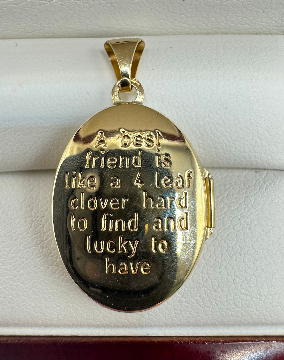 Thumbnail: 9ct Gold Oval Patterned Locket with Best Friend Poem on reverse side