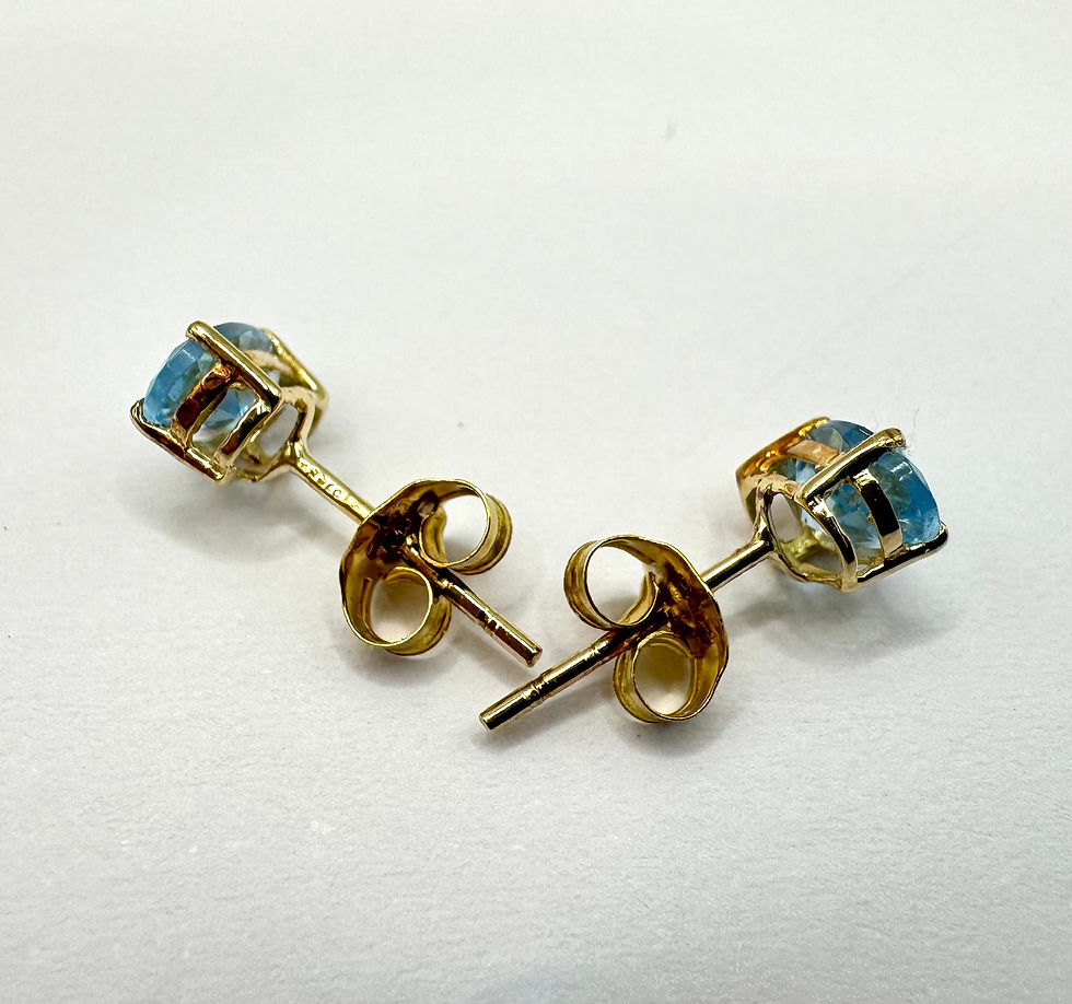 Thumbnail: 9ct Gold Oval Light Blue Topaz Stud Earrings