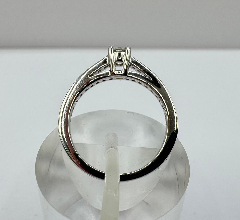 Thumbnail: 18ct White Gold 0.12ct Diamond Solitaire & 0.15ct Diamond Shoulders Ring - H 1/2