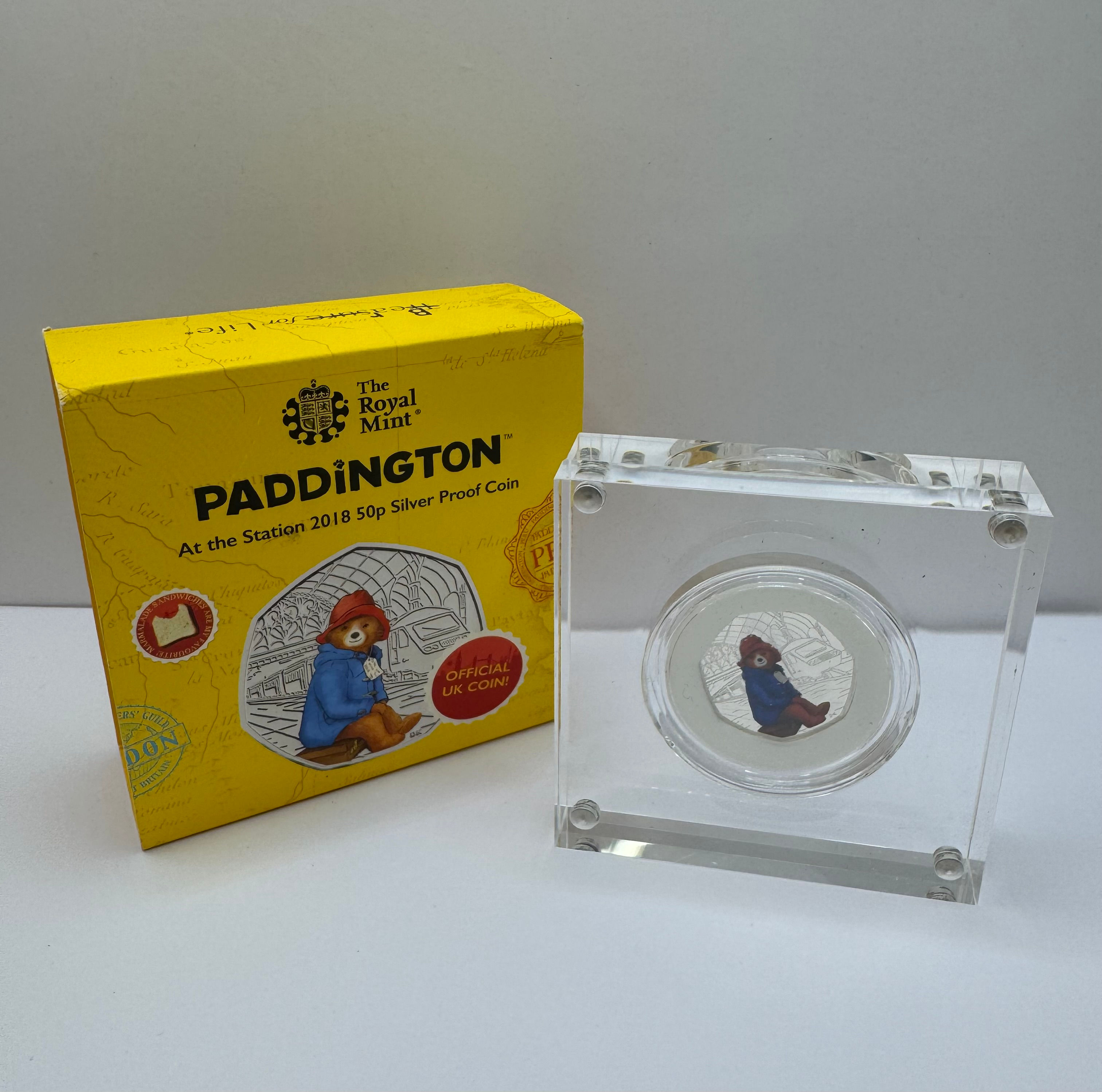 The Royal Mint 60 Years of Paddington Bear 50p Silver Proof Coin.