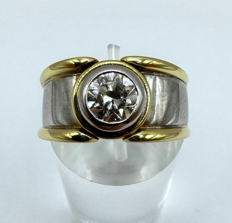 Thumbnail: 18ct Yellow & White Gold Chunky 1ct Diamond Ring - Size Q