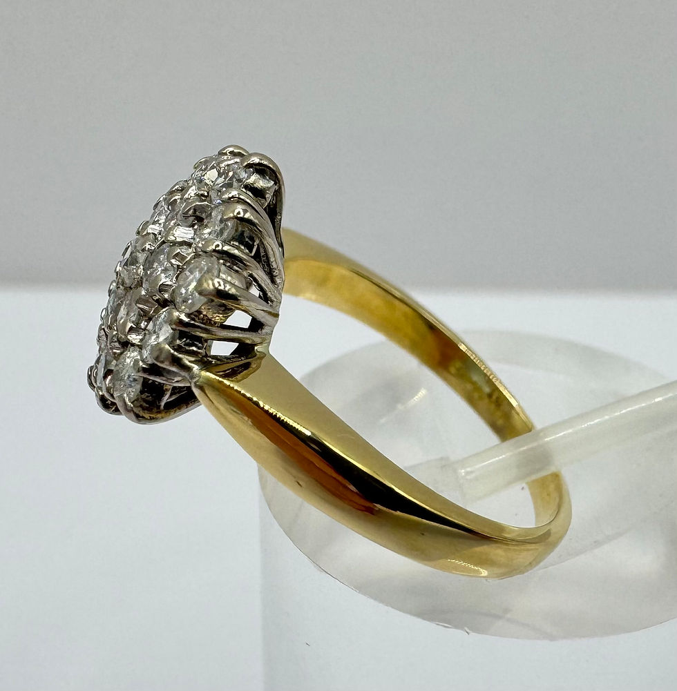 Thumbnail: 18ct Gold Hexagonal Set 1.00ct Diamond Cluster Ring - Size M
