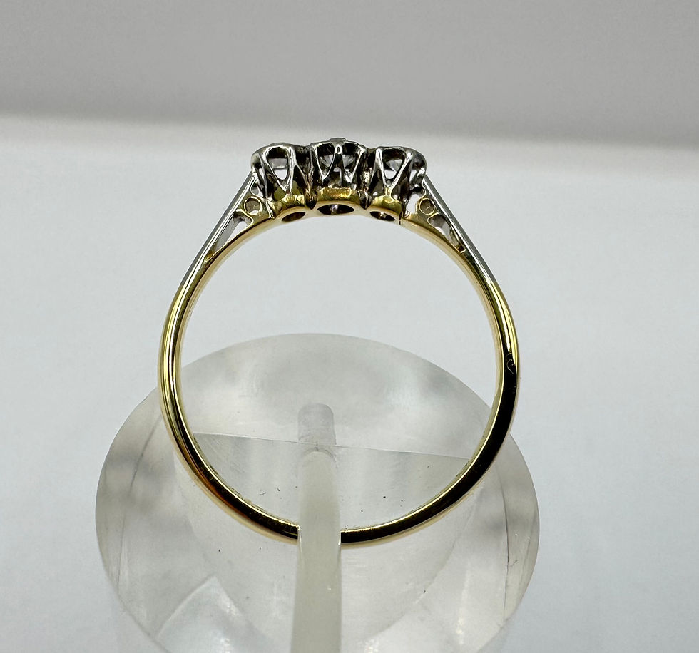 Thumbnail: ANTIQUE Art Deco 18ct & Platinum 0.22ct  Diamond Trilogy Ring - Size O