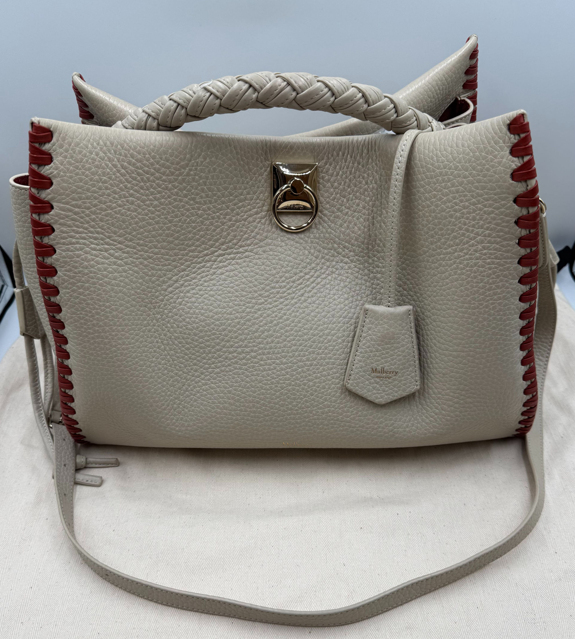 MULBERRY Iris Heavy Grain Braided Edge Tote - Chalk