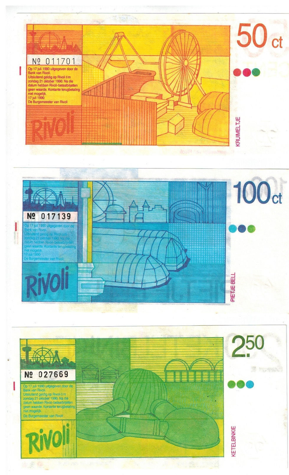 Thumbnail: Bank van Rivoli: 50, 100 & 250 cent 1990 - UNC