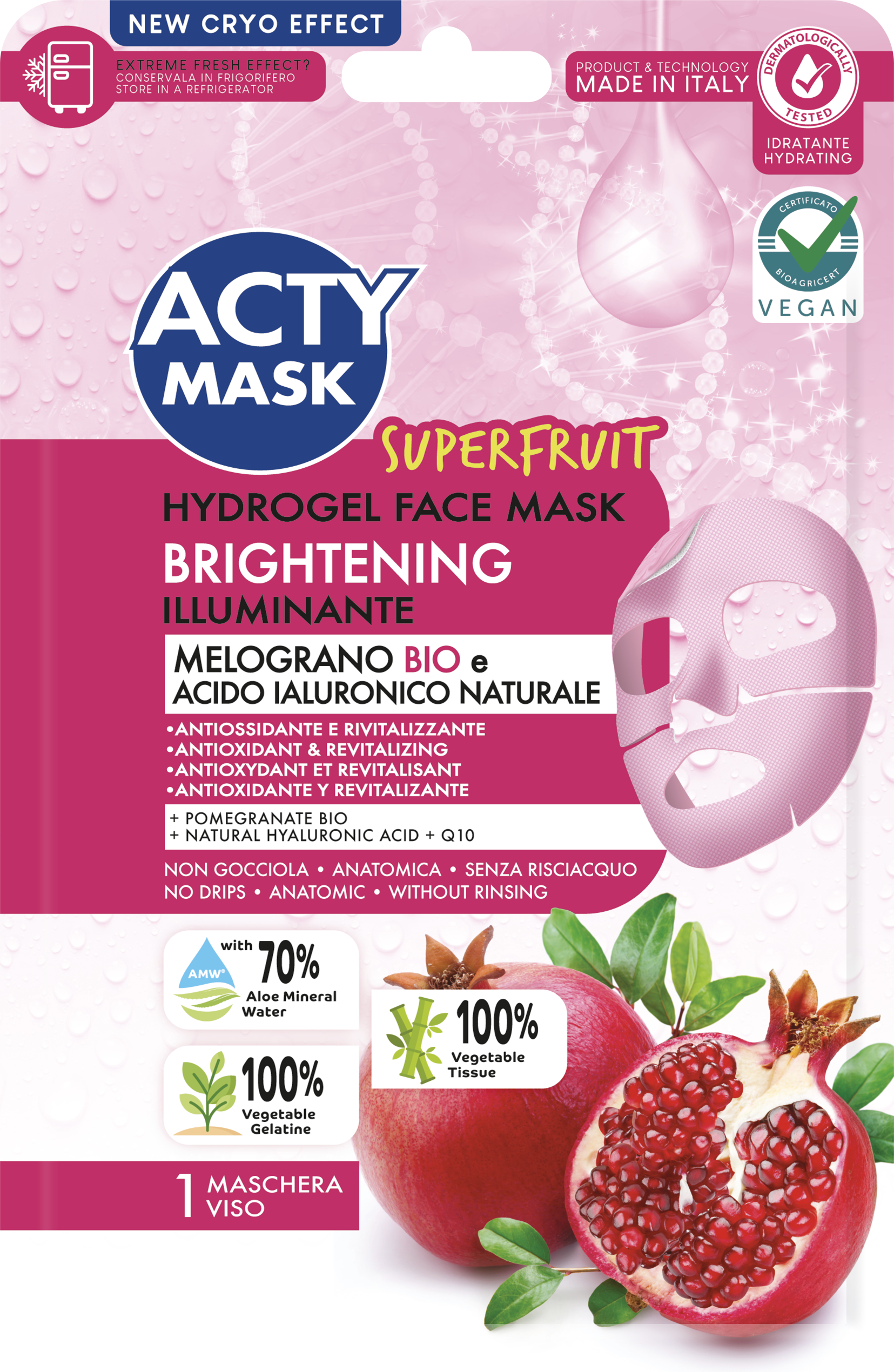 Maschera Viso Illuminante con Frutto del Drago e Melograno Bio