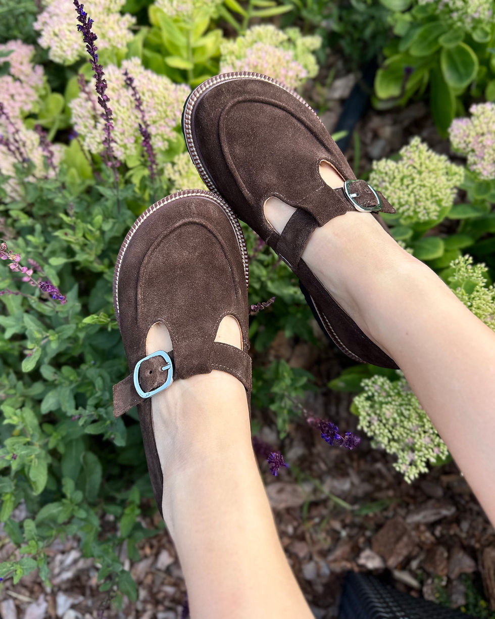 Buty Mary Jane zamszowe barefoot
