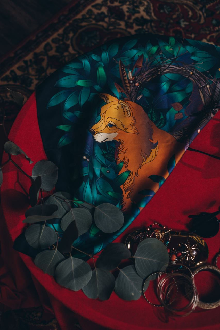 Thumbnail: Fox silk scarf