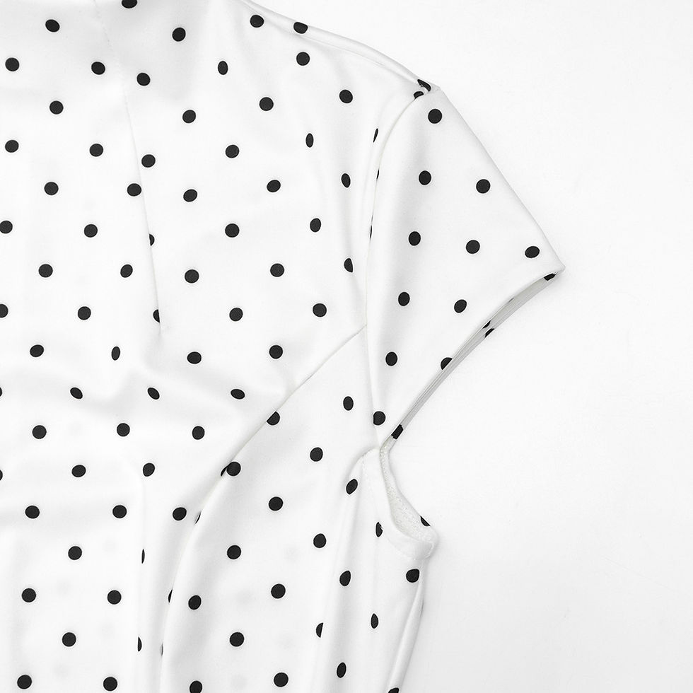 Thumbnail: Talenza White Polka Dot Long Dress Summer Sexy High-Waisted Vintage Print Sleeve