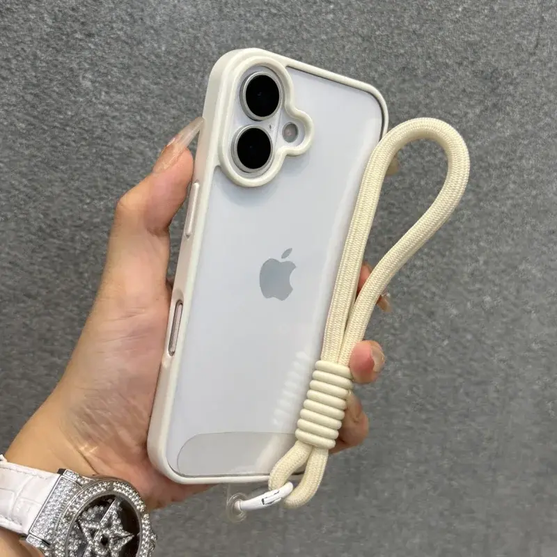 Thumbnail: Luxury Candy Color Bumper With Lanyard Phone Case