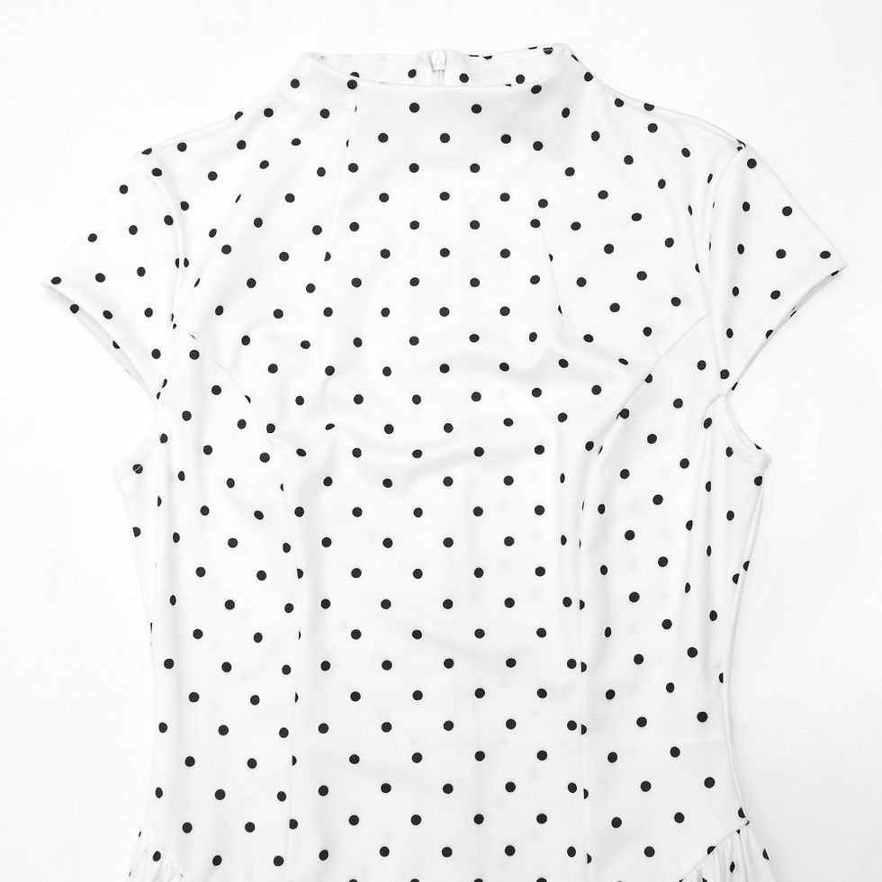 Thumbnail: Talenza White Polka Dot Long Dress Summer Sexy High-Waisted Vintage Print Sleeve